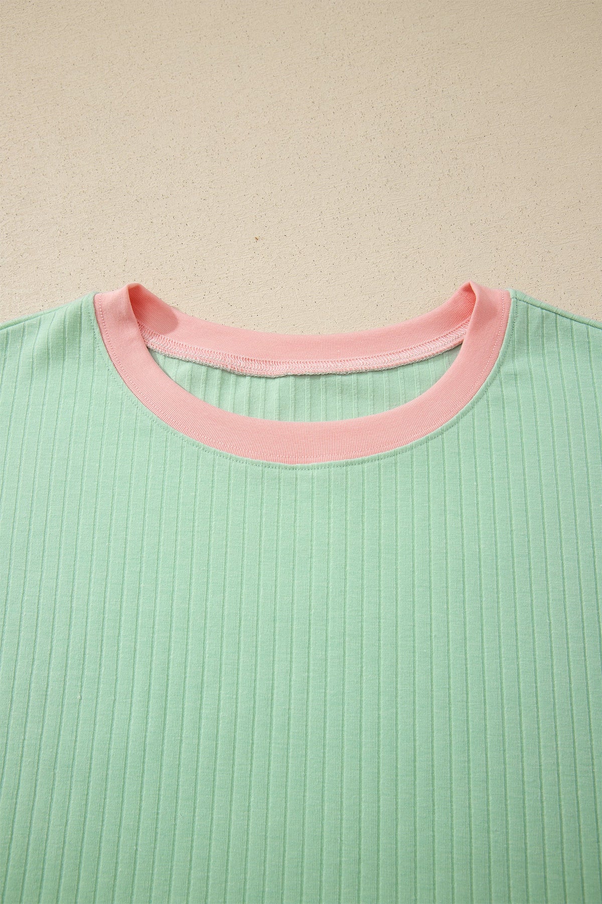 Colorblock Trim Ribbed Top & Shorts Set