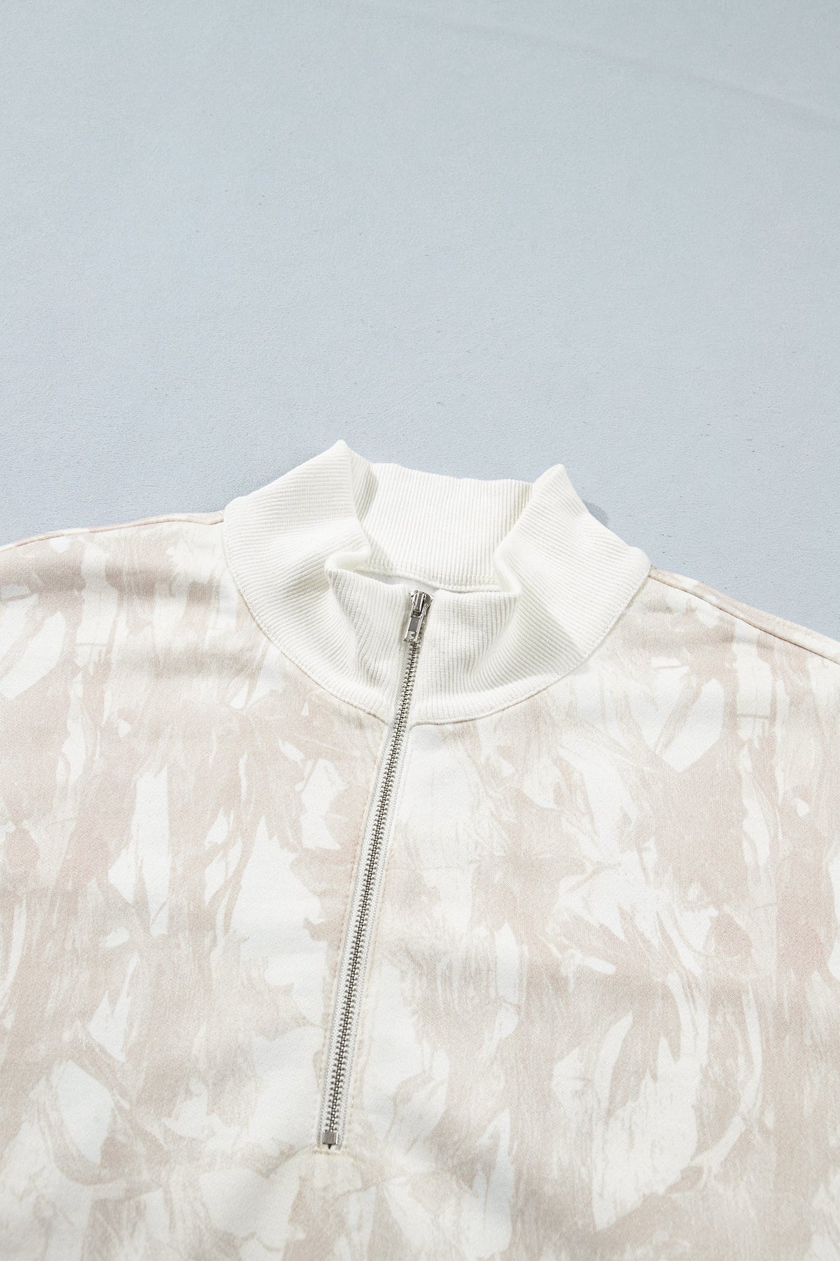 Camo Quarter-Zip Drop Shoulder Long Sleeve Sweatshirt