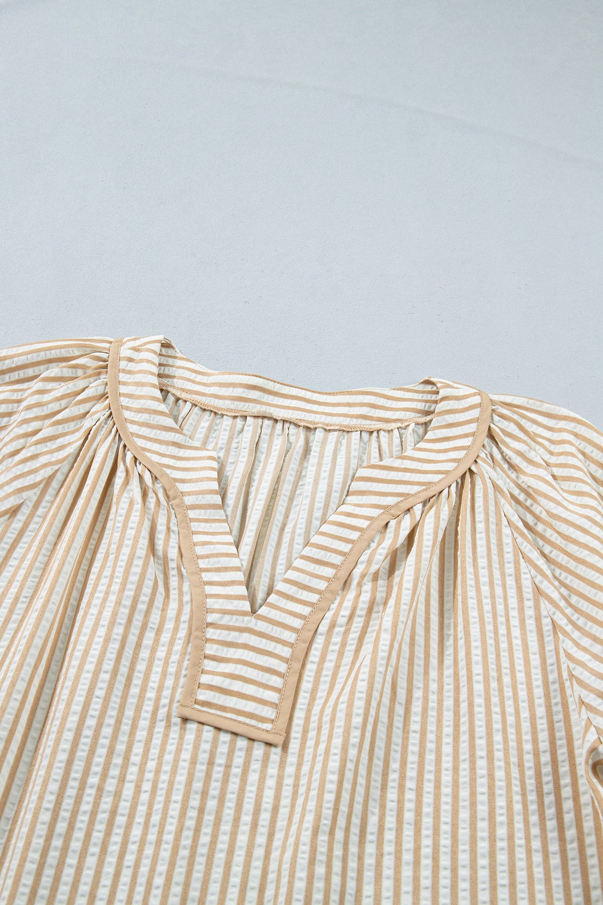 Floral Embroidered Stripe V-Neck Long Sleeve Blouse