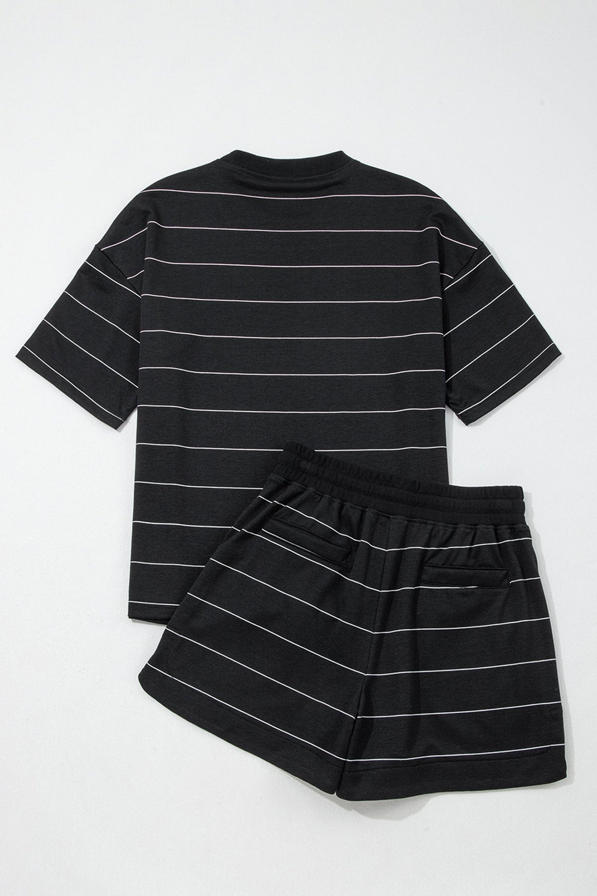 Stripe Short Sleeve Tee & Drawstring Shorts Set