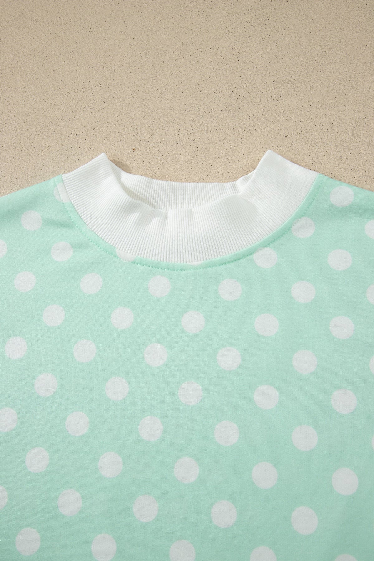 Polka Dot Colorblock Mock Neck & Shorts Set
