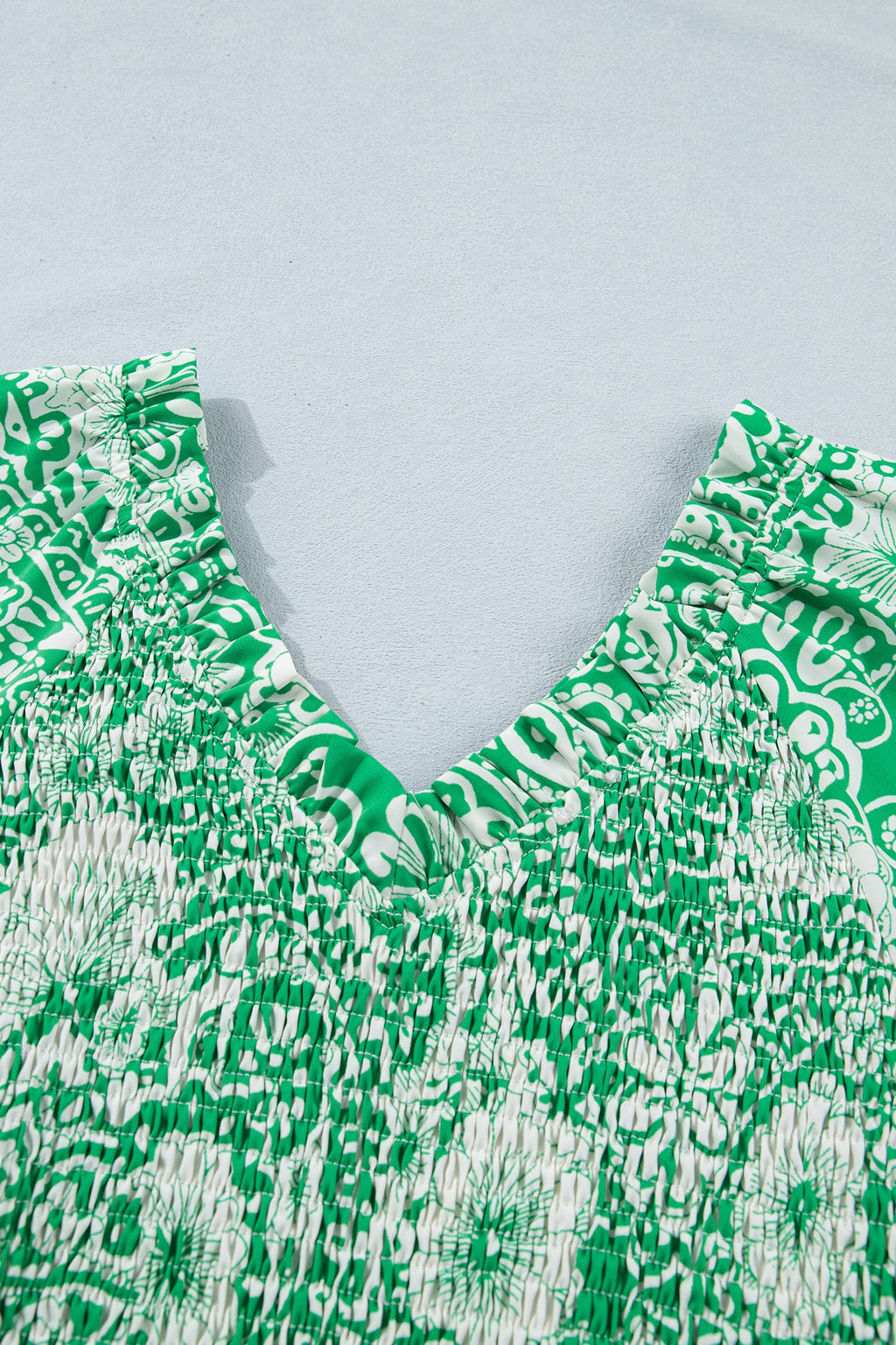 Floral Flirty Smocked V-Neck Blouse