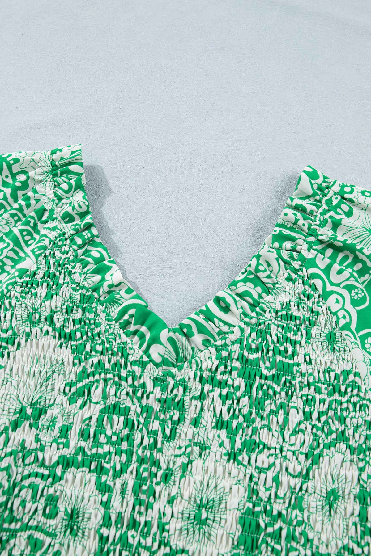 Floral Flirty Smocked V-Neck Blouse