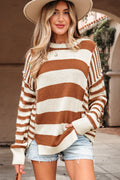 Stripe Patchwork Drop Shoulder Sleeve Sweater