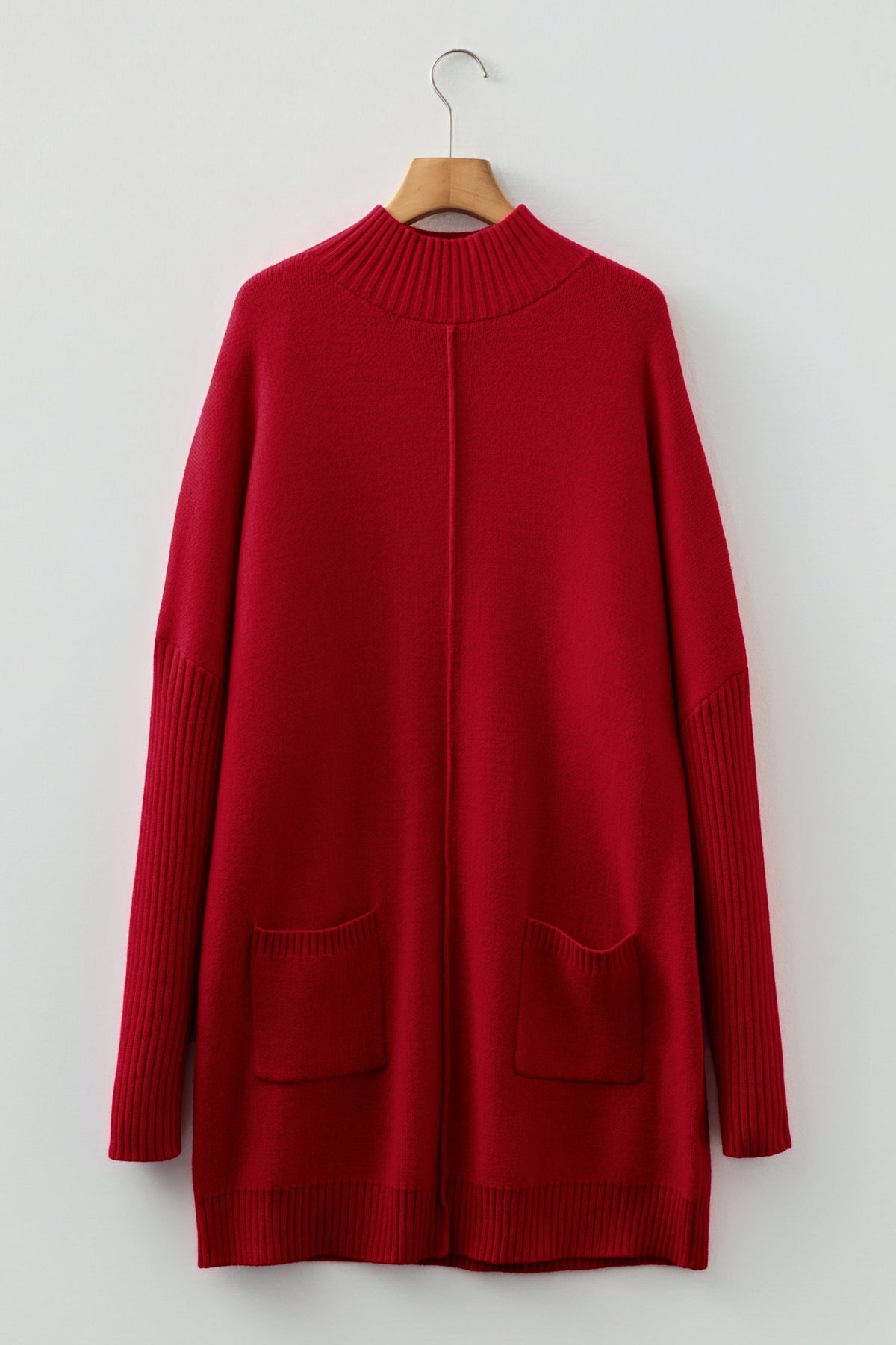 Solid Ribbed Mock Neck Sweater Dress