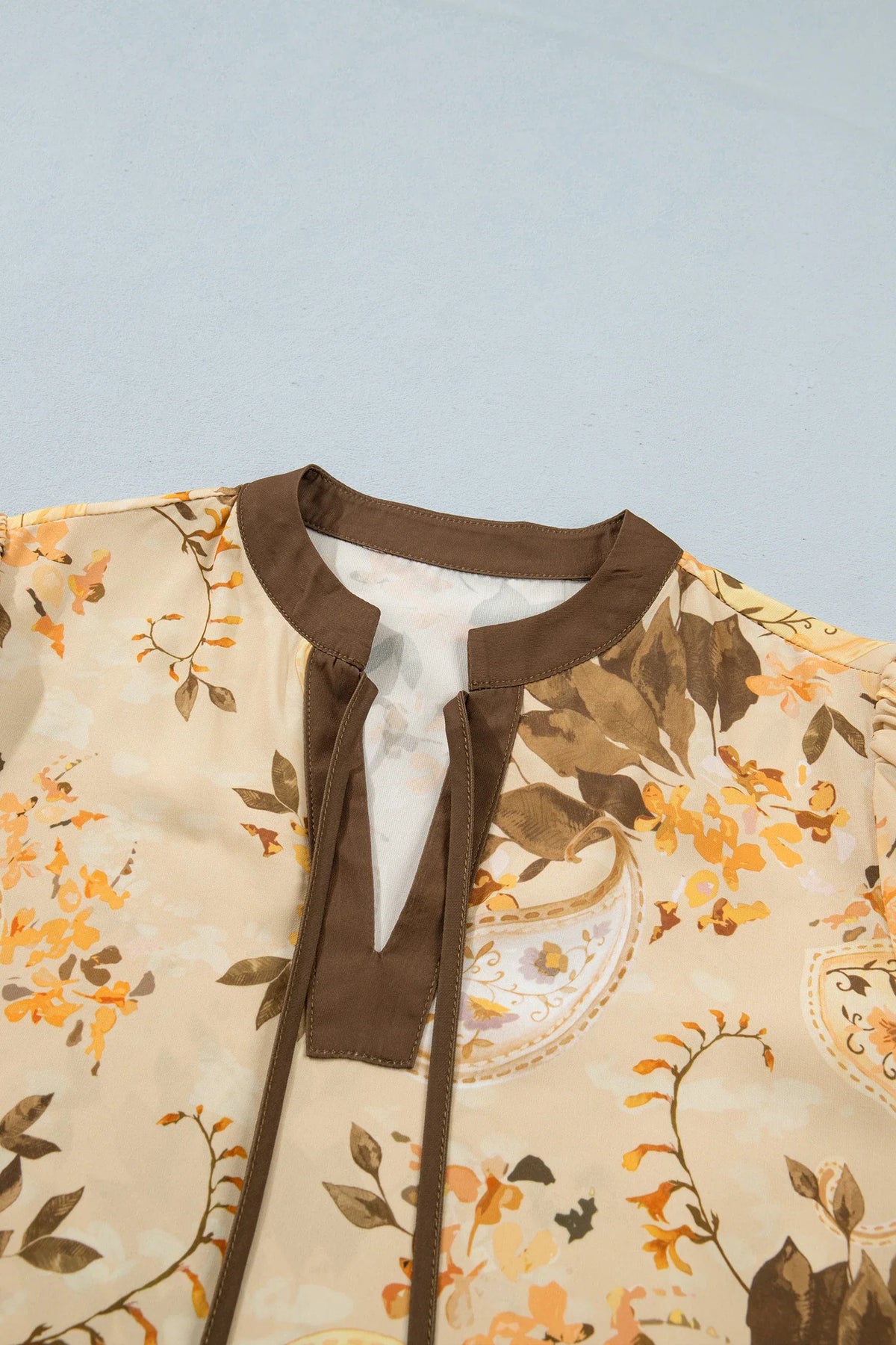 Paisley Tie Neck Long Sleeve Blouse