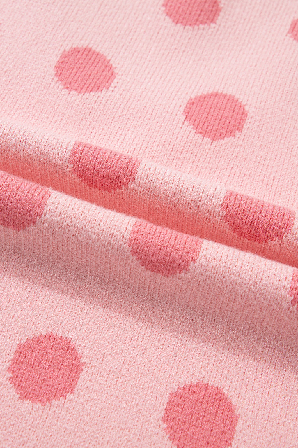 Polka Dot Puff Short Sleeve V-Neck Sweater