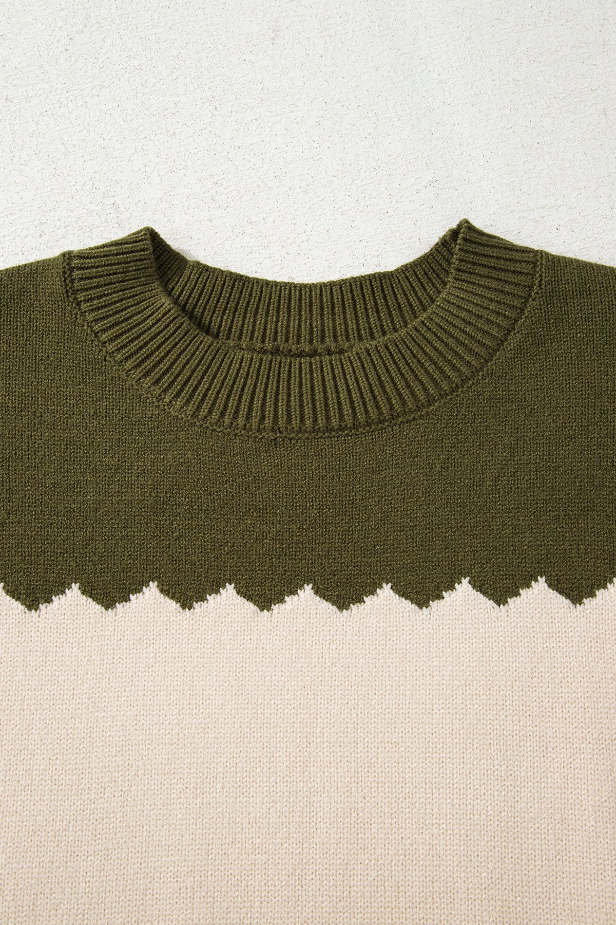 Colorblock Crew Neck Drop Shoulder Sweater