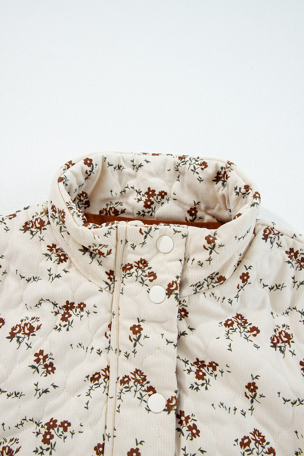 Floral Zip-Up Quilted Vest