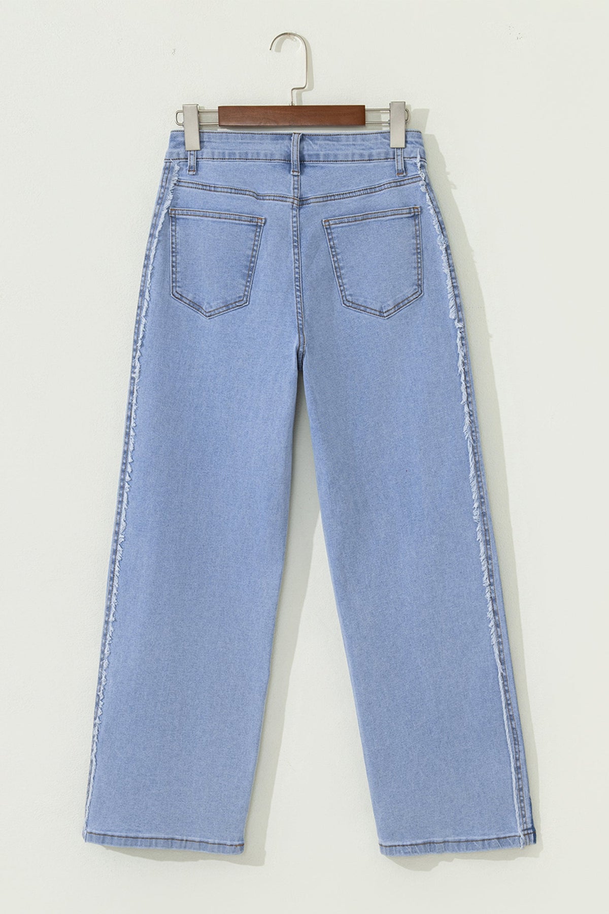 Denim Frayed Raw Edge Stripe Side Panel Jeans