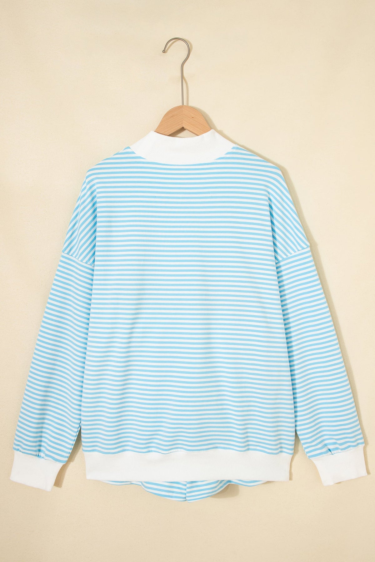 Stripe Oversized Mock Neck Sweatshirt & Shorts Set