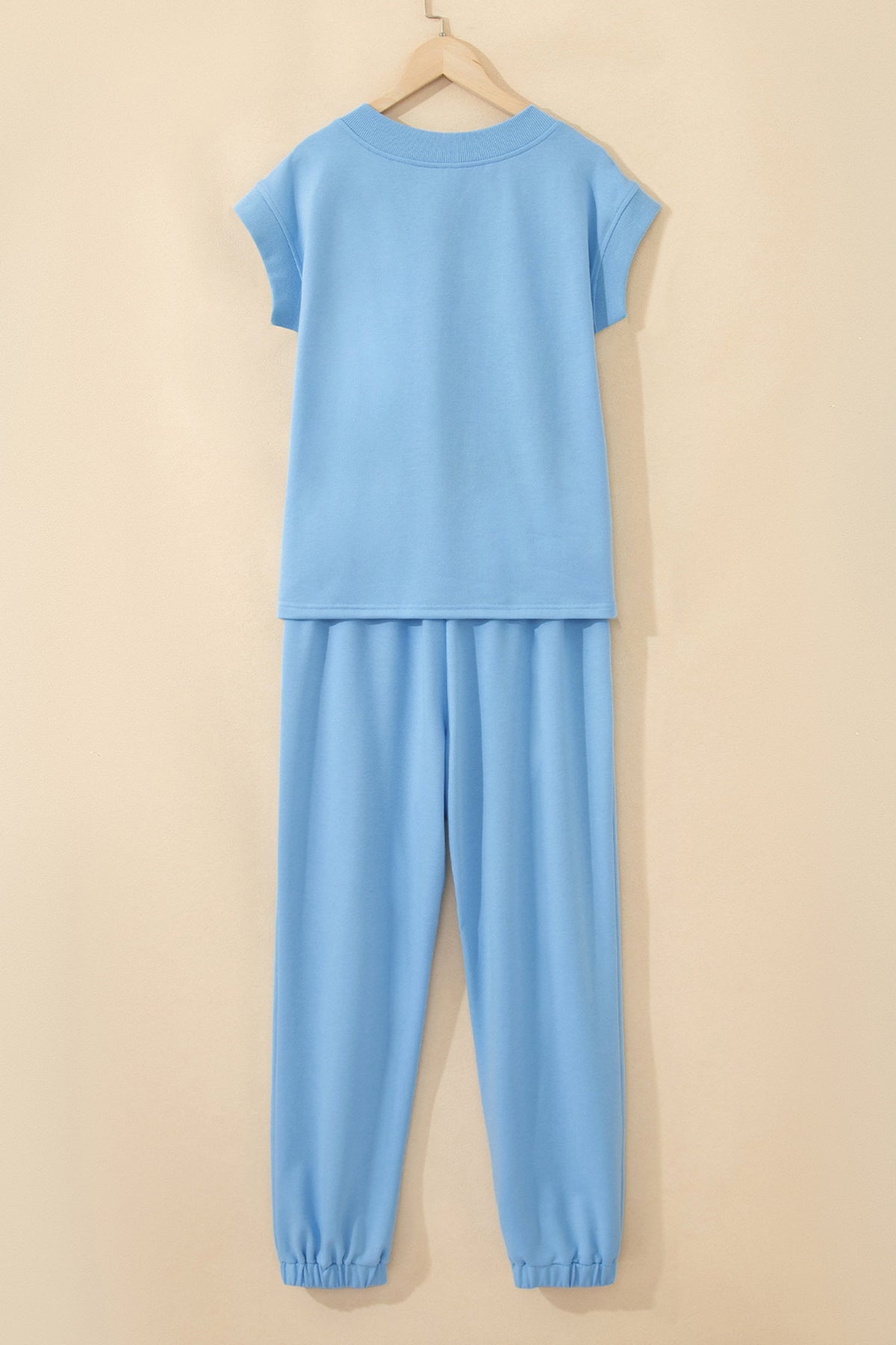 Solid V-Neck Tee & Drawstring Pants Set