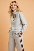 Stripe Patchwork Quarter-Zip Pullover and Pant Set