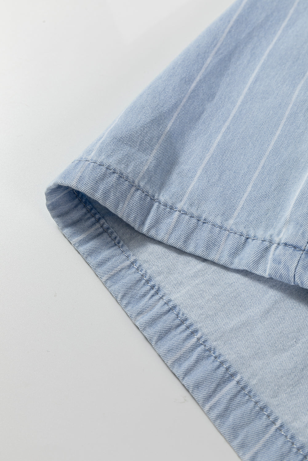 Stripe Chambray Tied Elastic Waist Trousers