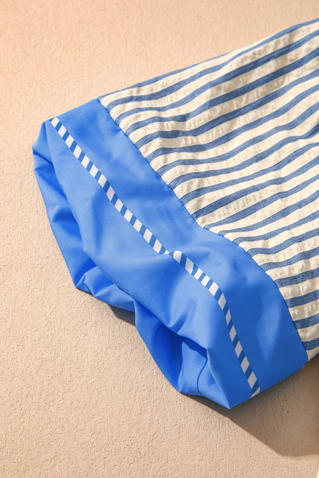 Stripe Colorblock V-Neck Short Sleeve Blouse