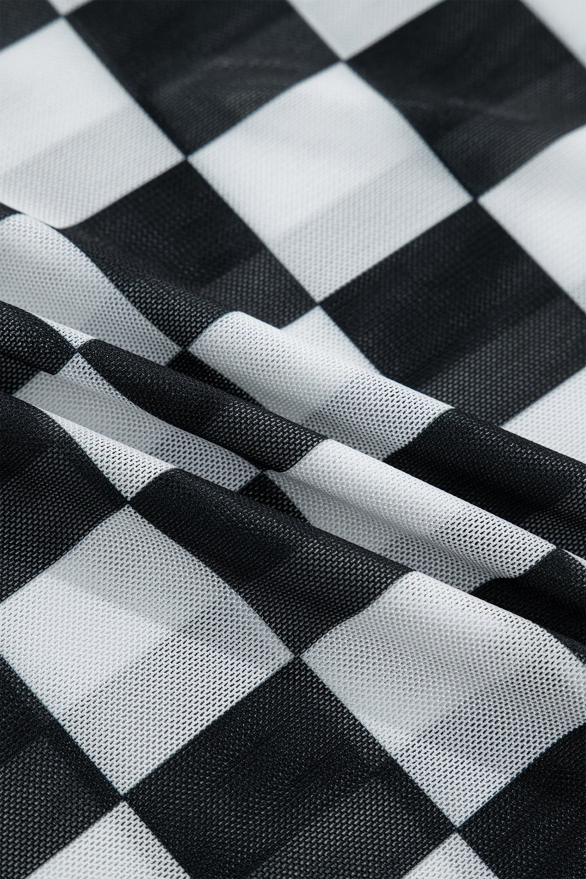 Checker Sheer Mesh Spaghetti Strap Tank Top
