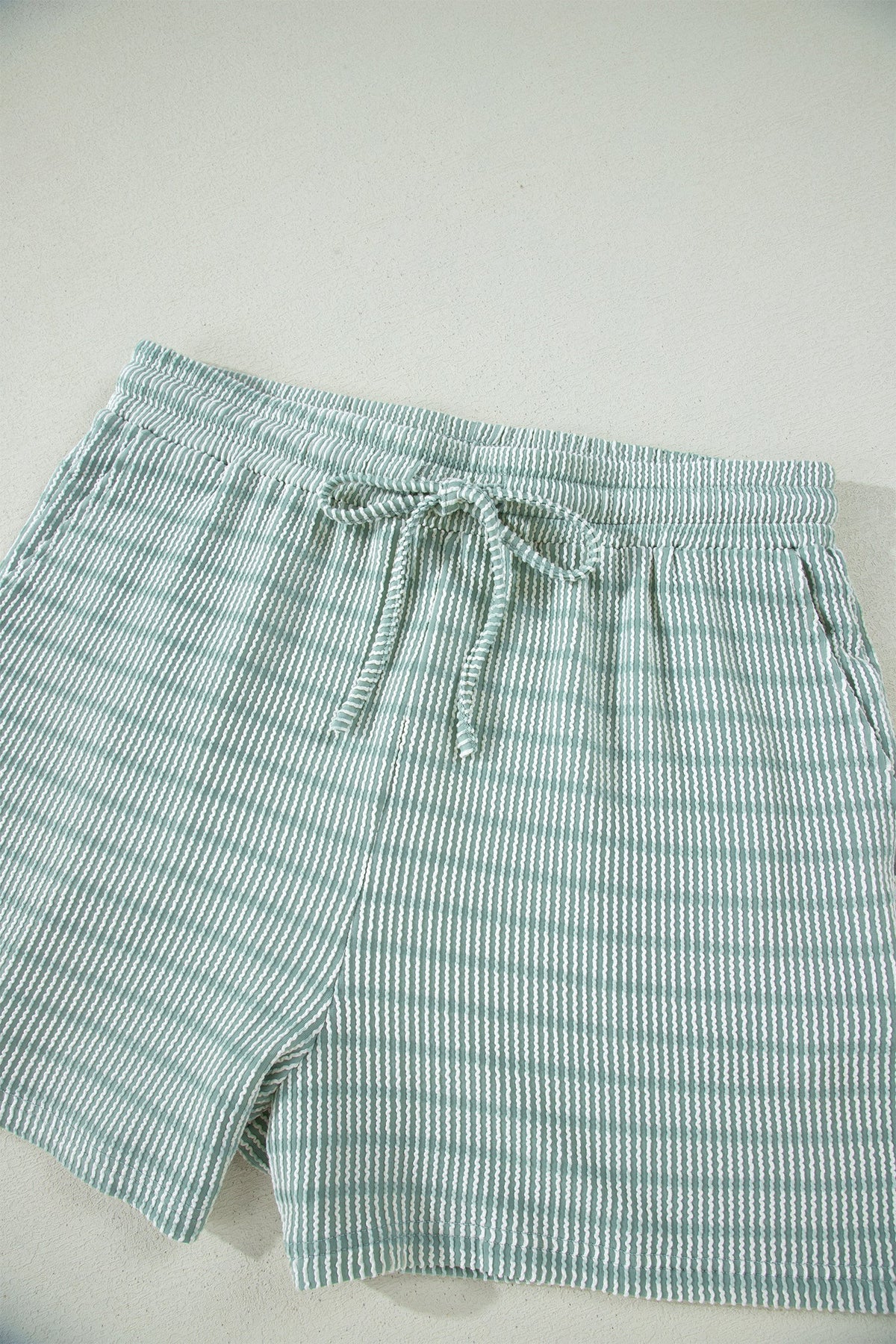 Stripe Corded Knit Tee & Drawstring Short Set