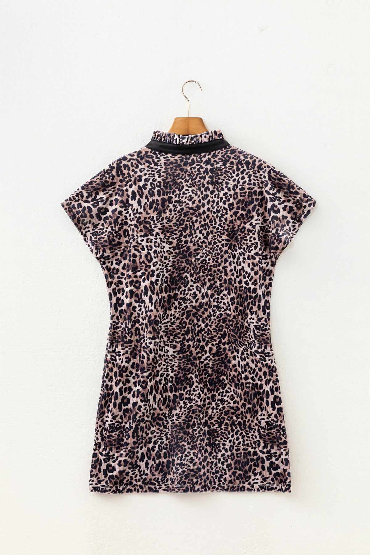 Leopard Short Sleeve Shift Mini Dress