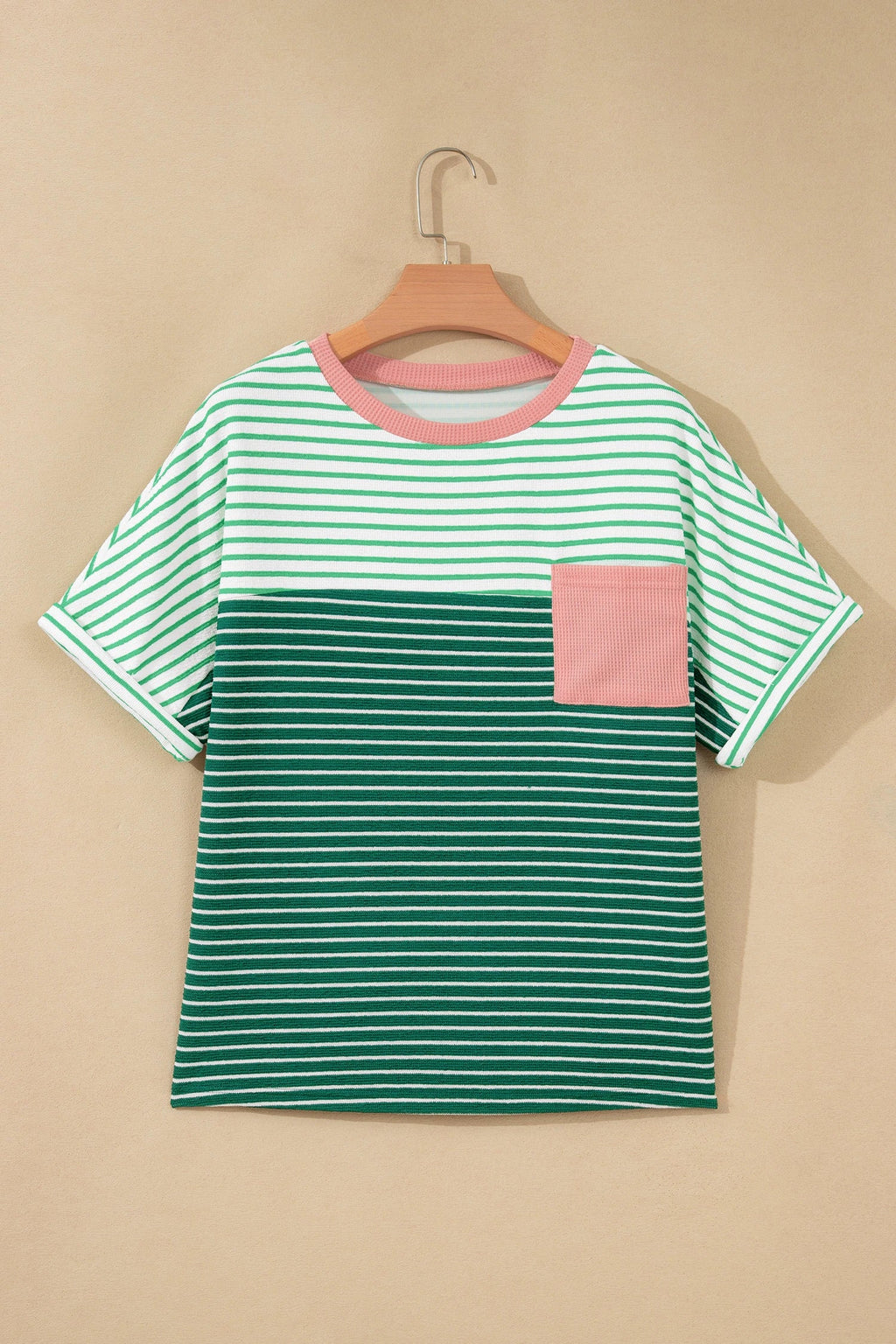 Stripe Colorblock Chest Pocket Short Sleeve Tee