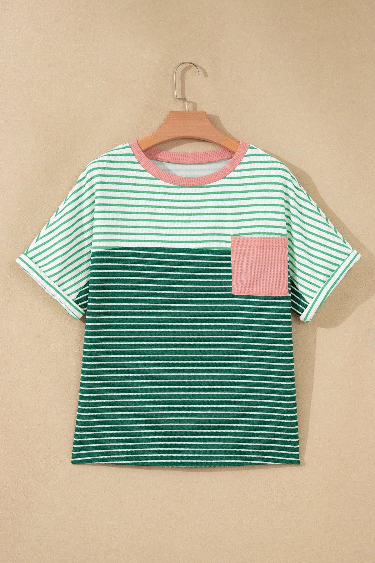 Stripe Colorblock Chest Pocket Short Sleeve Tee