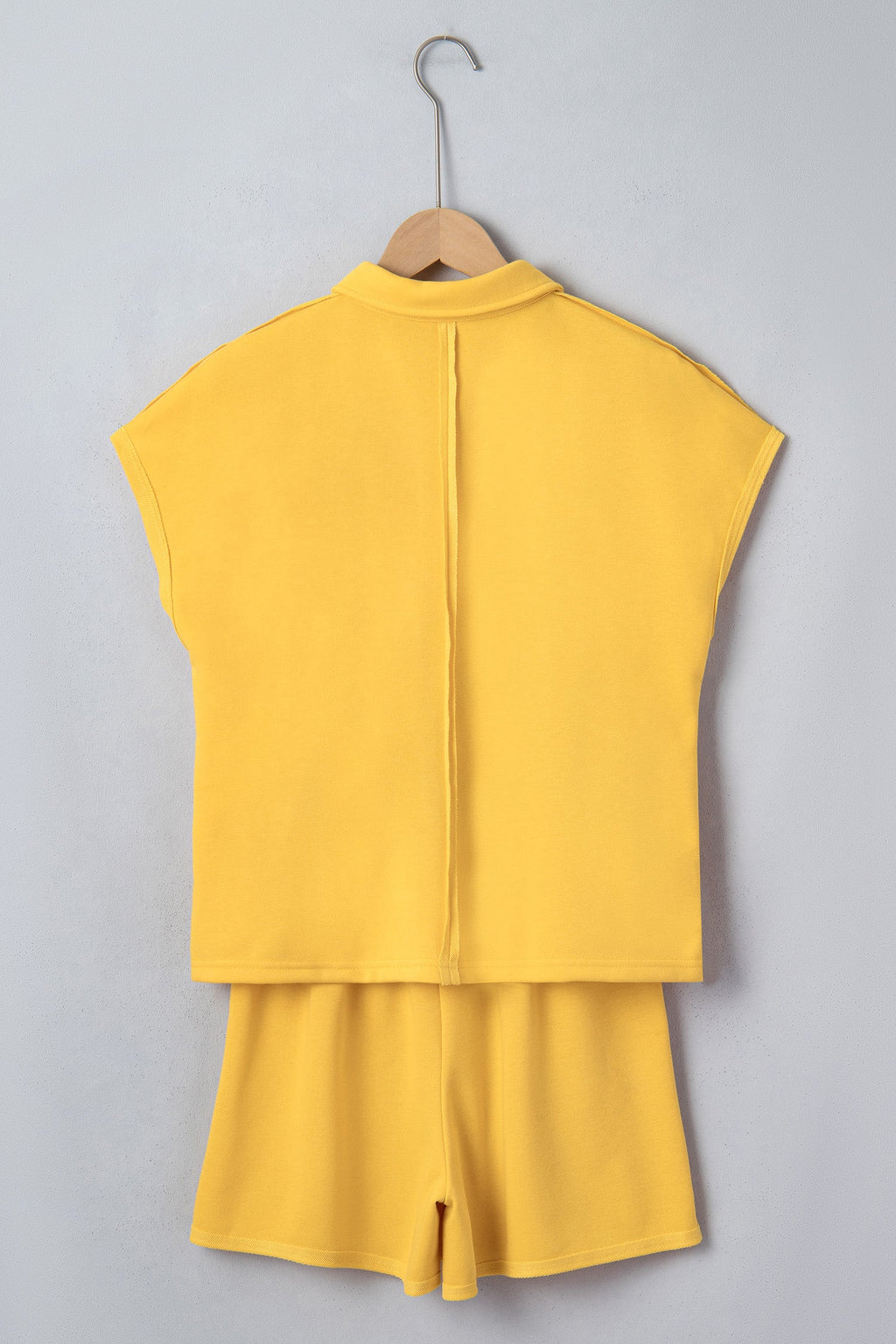 Solid Polo Tee & Elastic Waist Short Set