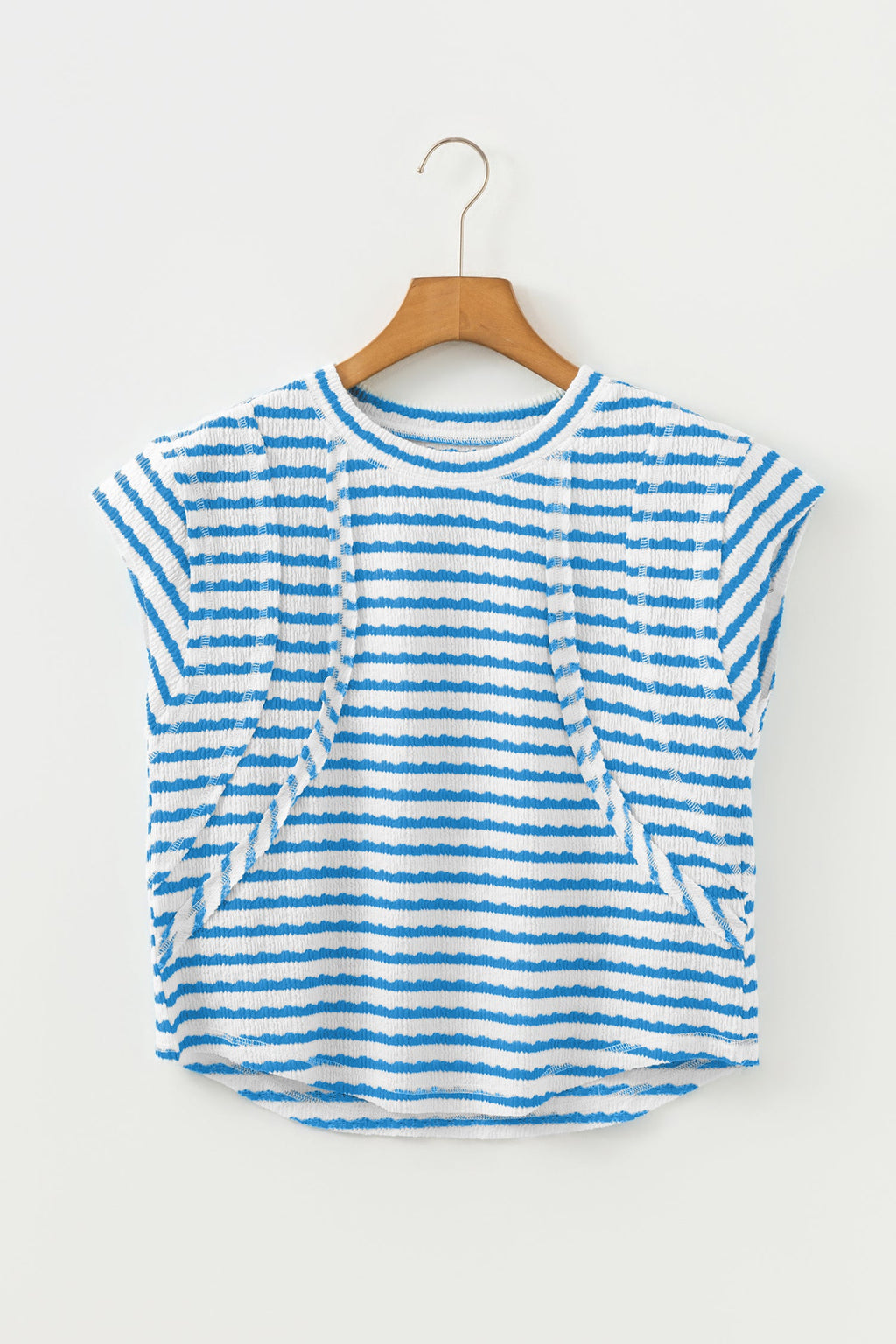 Stripe Textured Patchwork Short Sleeve T-Shirt