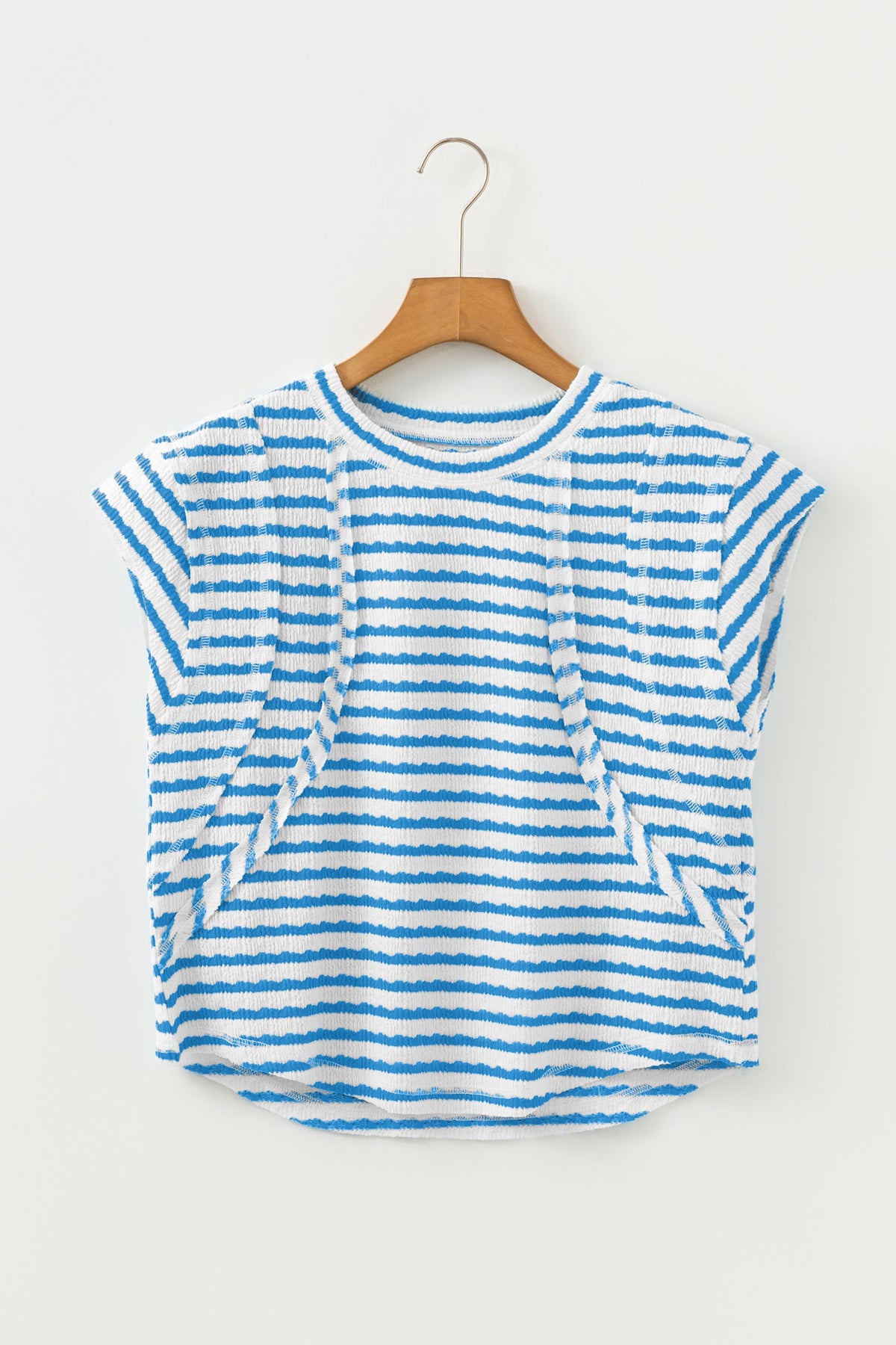 Stripe Textured Patchwork Short Sleeve T-Shirt