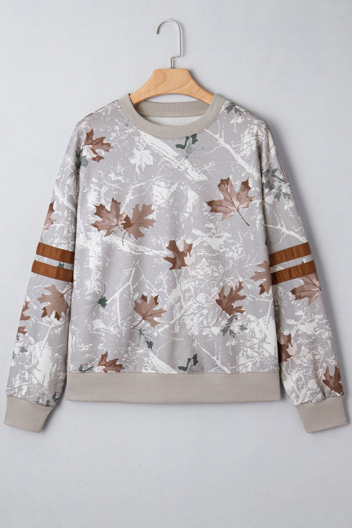 Camo Varsity Stripe Dropped Shoulder Sweatshirt