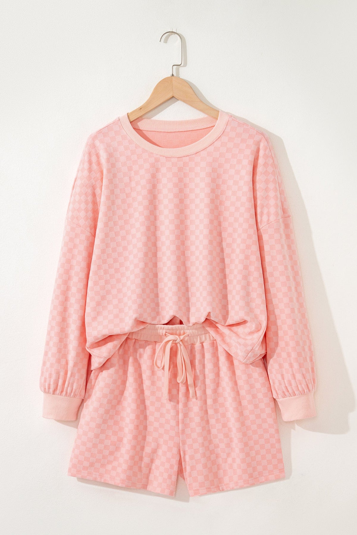 Checker Long Sleeve Pullover and Shorts Set