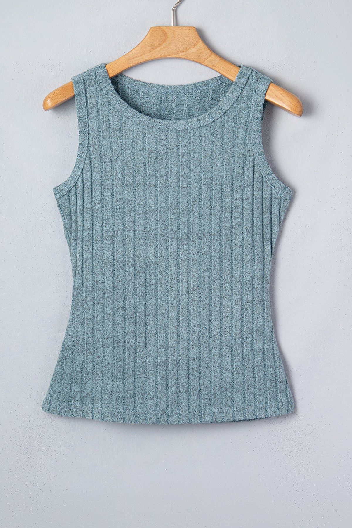 Solid Ribbed Knit Mineral Wash Tank Top