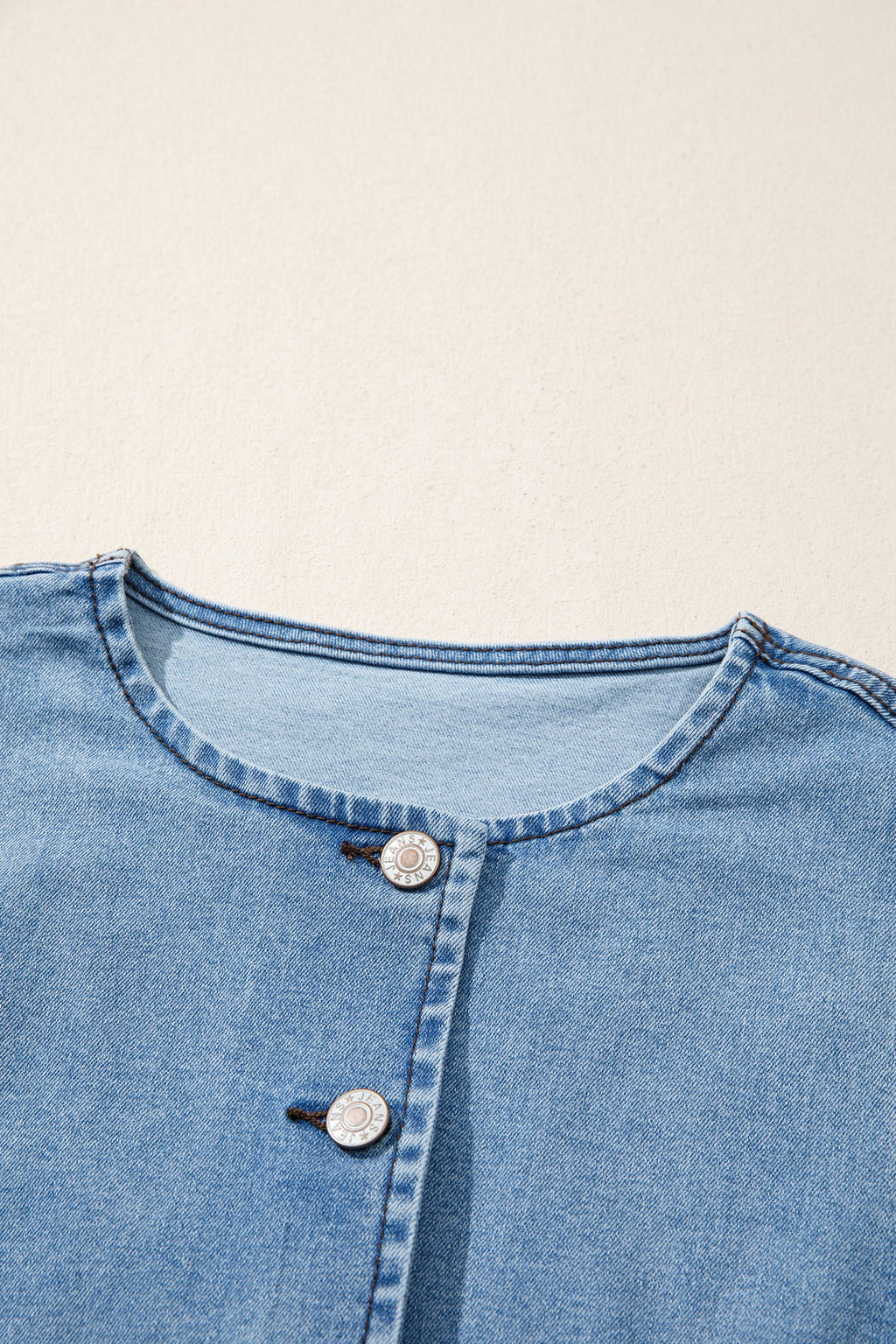 Solid Denim Buttoned Front Slit Vest