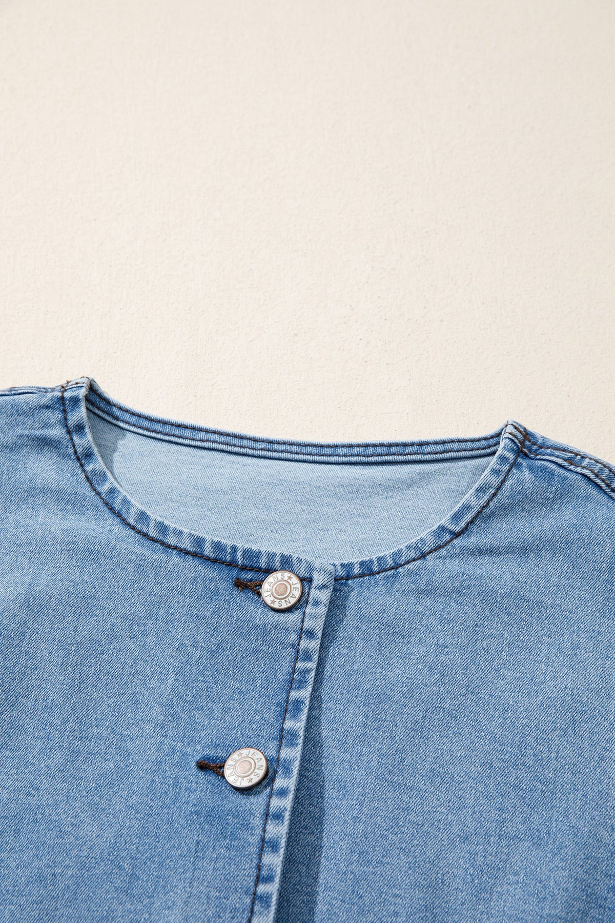Solid Denim Buttoned Front Slit Vest