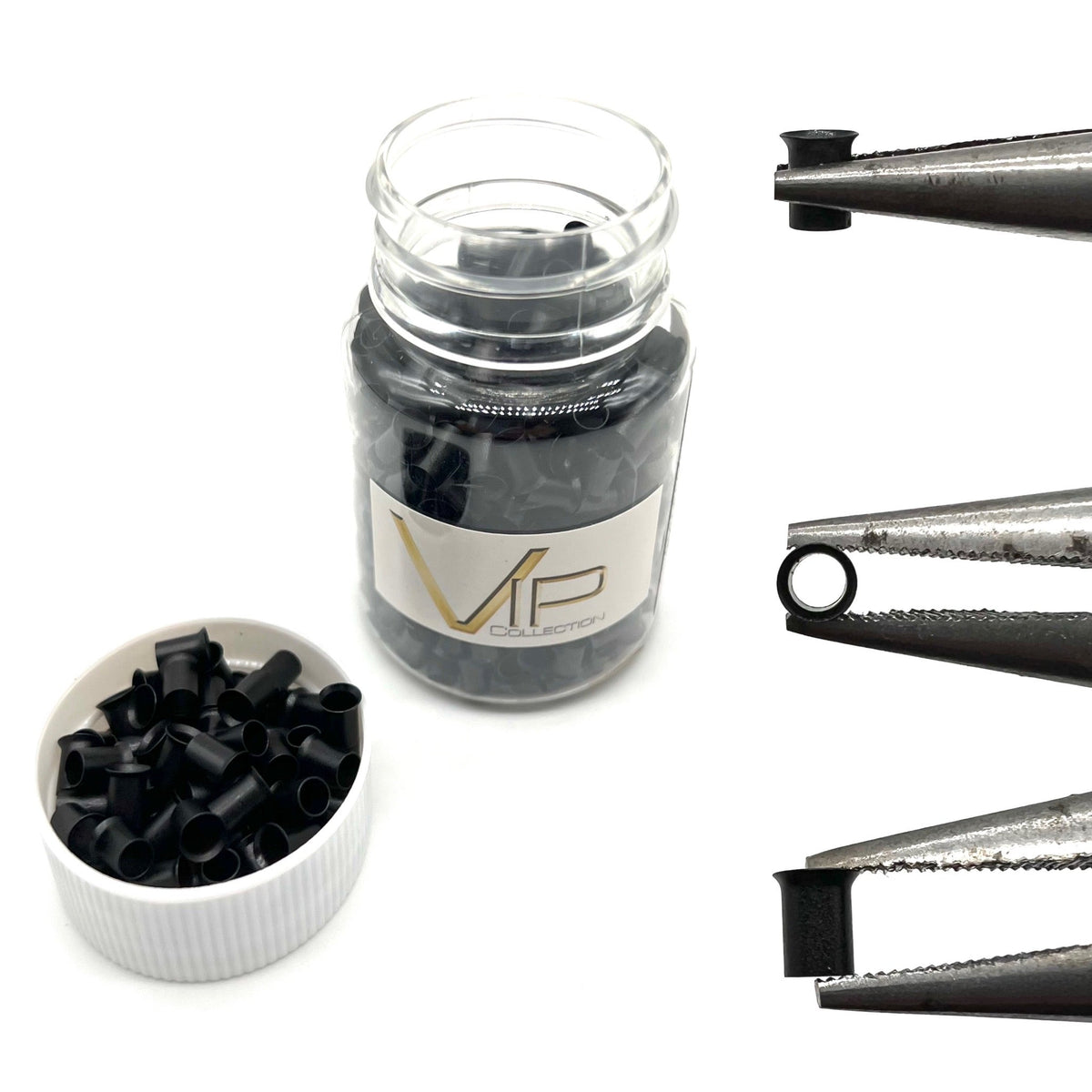 VIP Extensions Micro Rings Tube Copper #1 Black 500 Pcs Hair Extensions